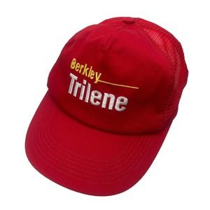 Vintage Berkley Trilene Trucker Hat Cap Red Snapback Mesh Made in USA Fishing